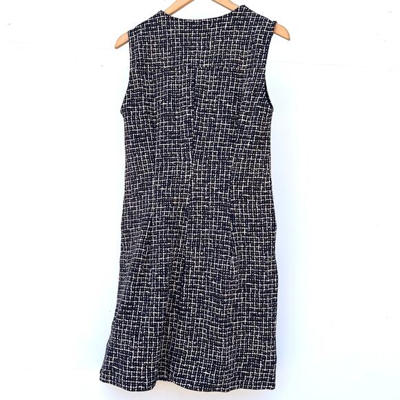ME+EM Ponte Jacquard Tweed Shift Mini Dress Short 8 Navy Blue Office Work - Picture 8 of 10